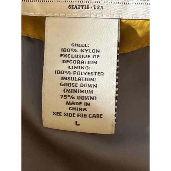 Eddie Bauer Yellow Premium Goose Down Packable 550 Fill Puffer Travel Vest SZ L - Picture 7 of 7